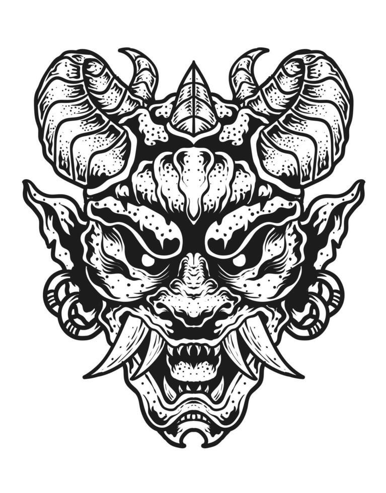 Illustration vector Oni mask, Japanese demon mask.