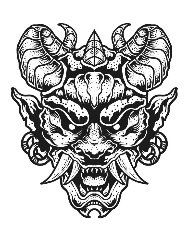 ilustración vector oni mascarilla, japonés demonio mascarilla.