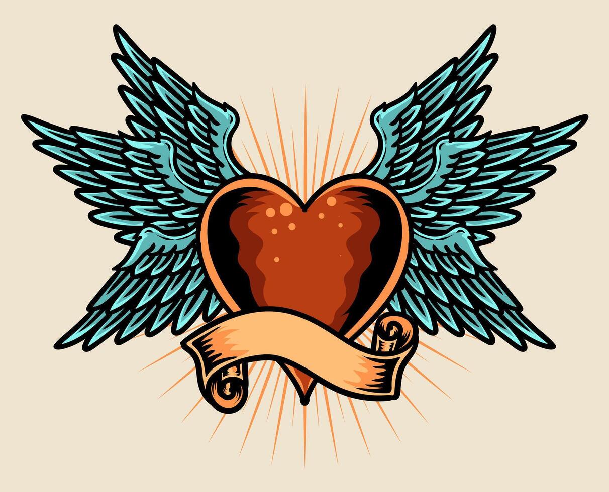 ilustración corazón con alas, vector ilustración en blanco antecedentes