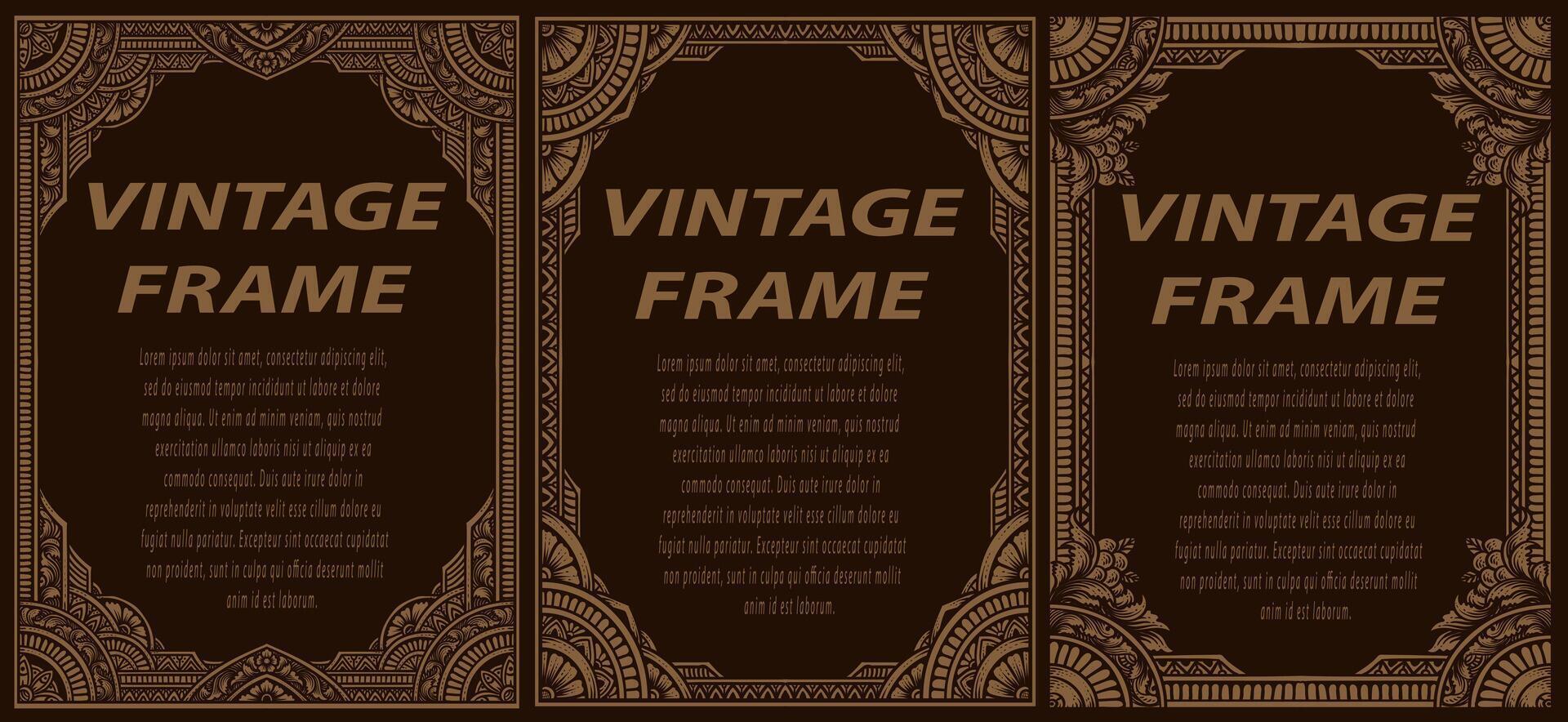 Set antique engraving frame border label, vintage hand drawn, vector illustration