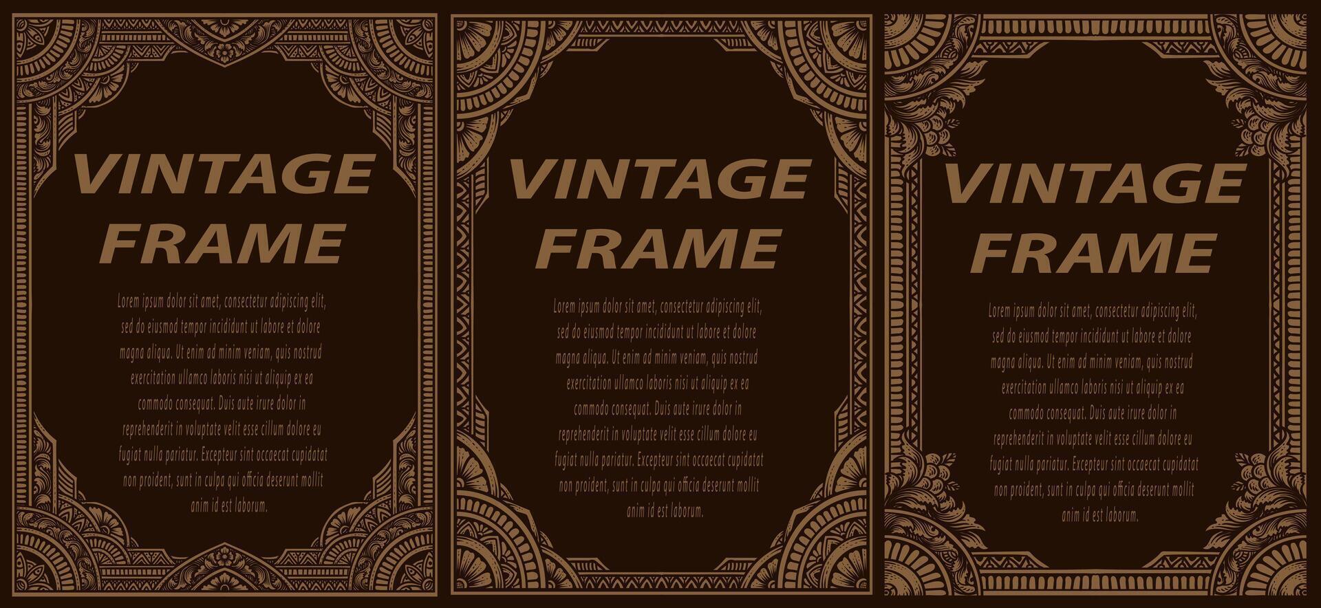 Set antique engraving frame border label, vintage hand drawn, vector illustration