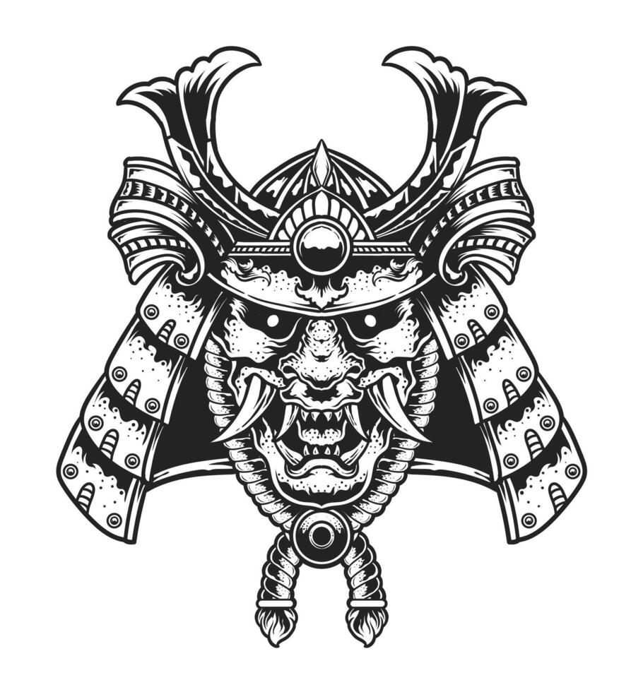 ilustración vector samurai cabeza en blanco antecedentes.
