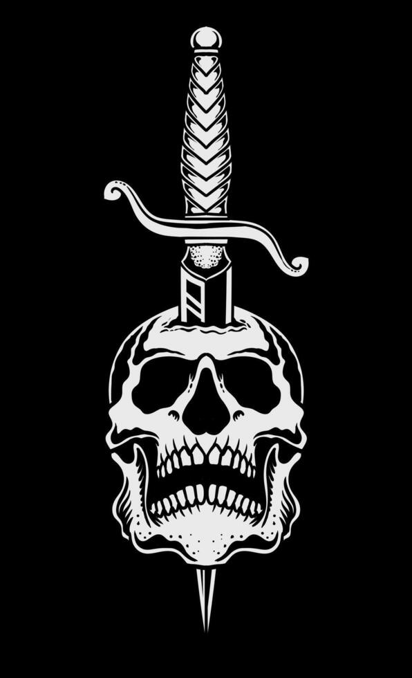 A knife through a skull. vector illustration design.