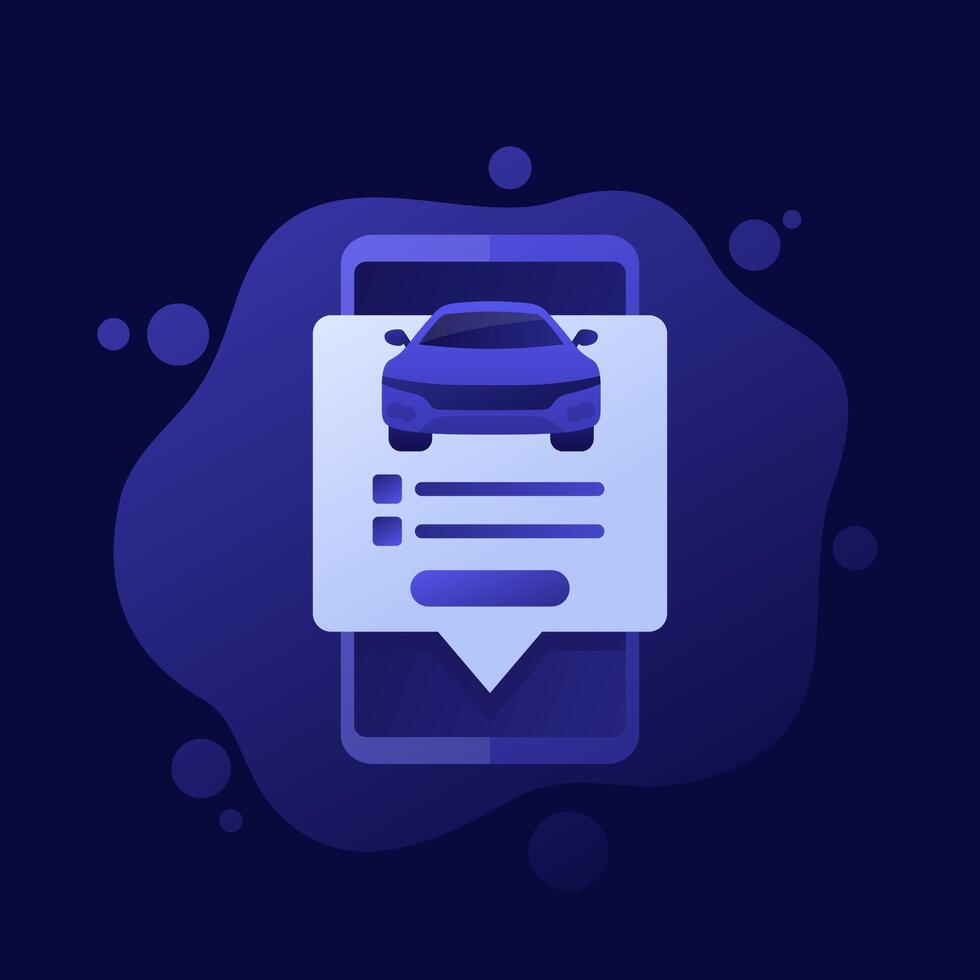 online car registration icon with a mobile phone, vector design