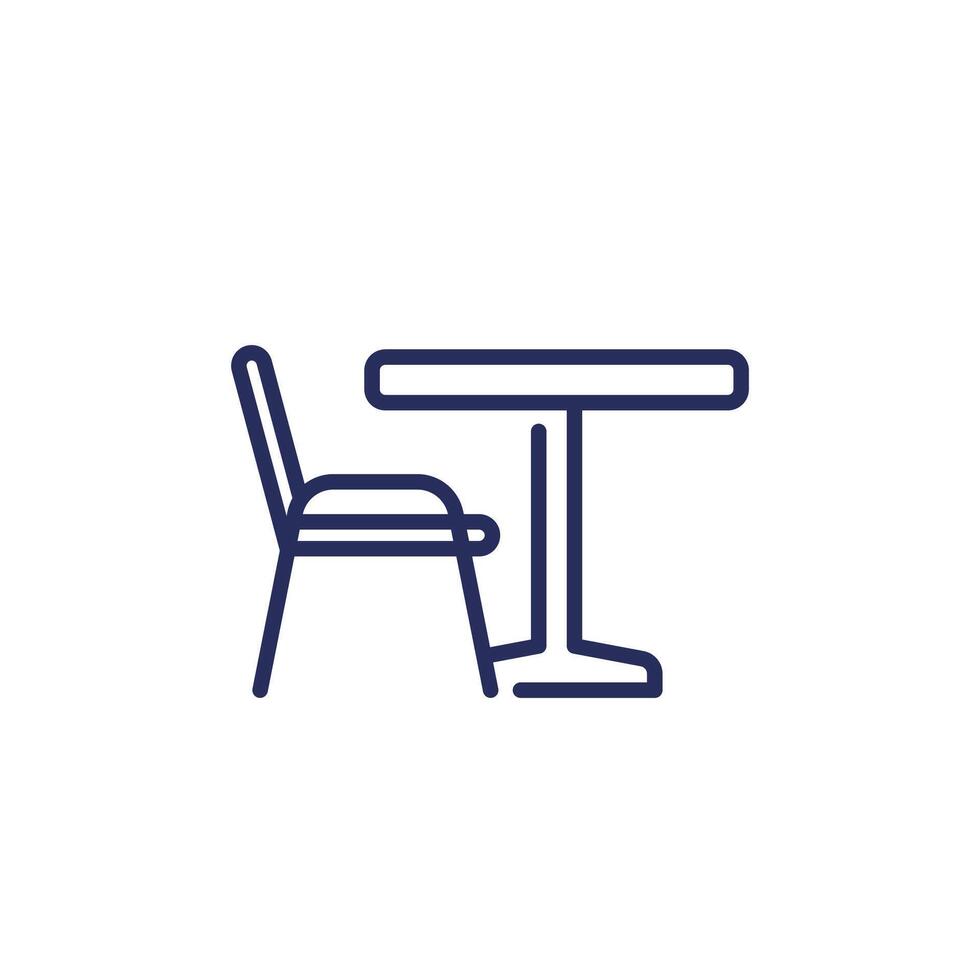 dining table and chair line icon on white vector