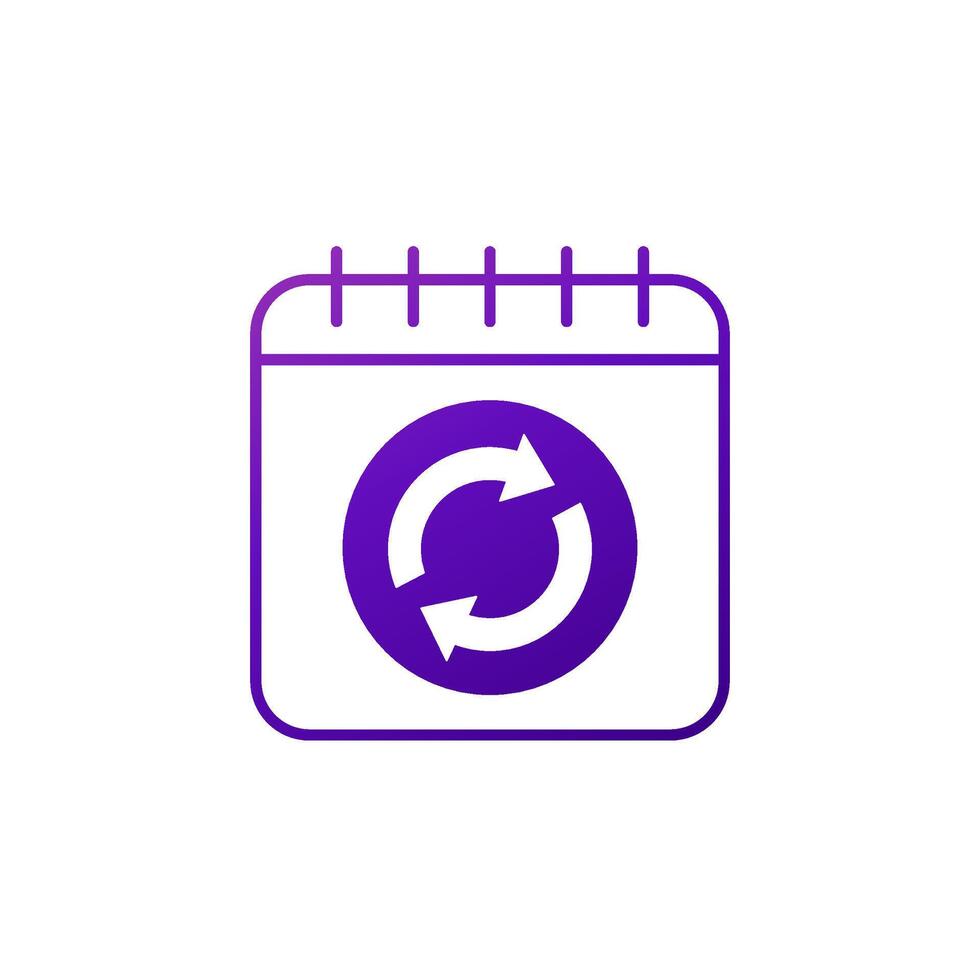 daily refresh icon with a calendar on white vector