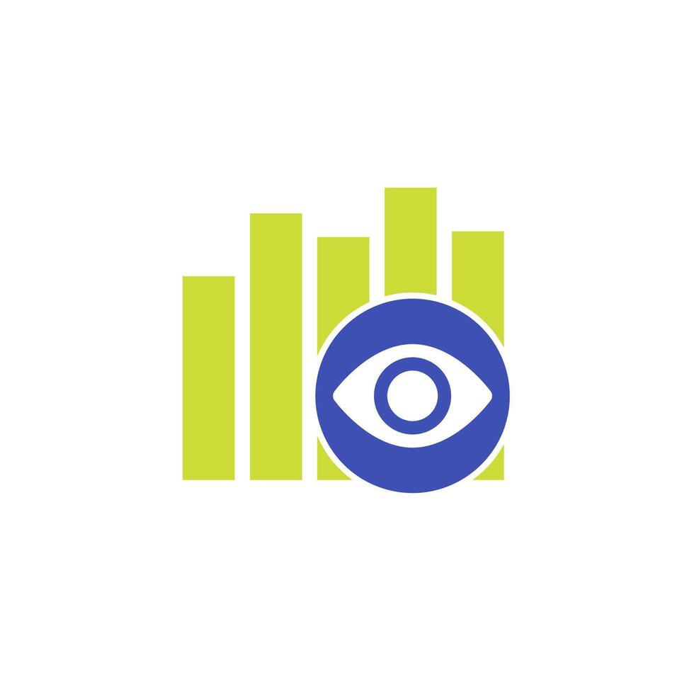 Views analytics icon, eye and graph on white vector