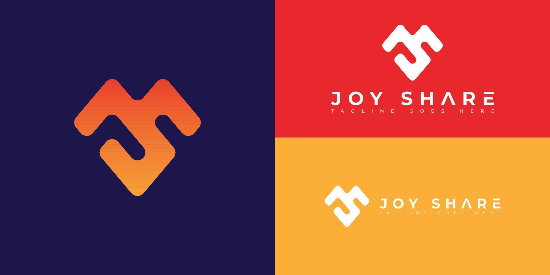 Abstract initial mountain letter JS or SJ logo in gradient orange color isolated on multiple background colors. The logo suits digital campaign services and business logo design inspiration templates. vector