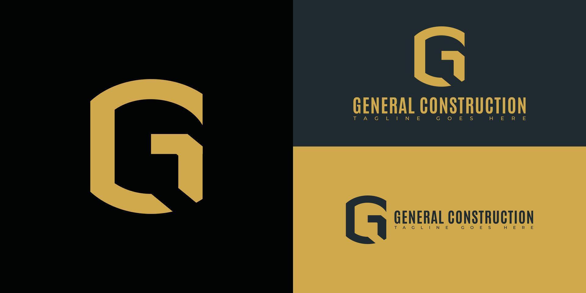 Abstract initial letter GC or CG in yellow gold color isolated on multiple background colors. The logo is suitable for property or construction marketing agency icon logo design inspiration template vector