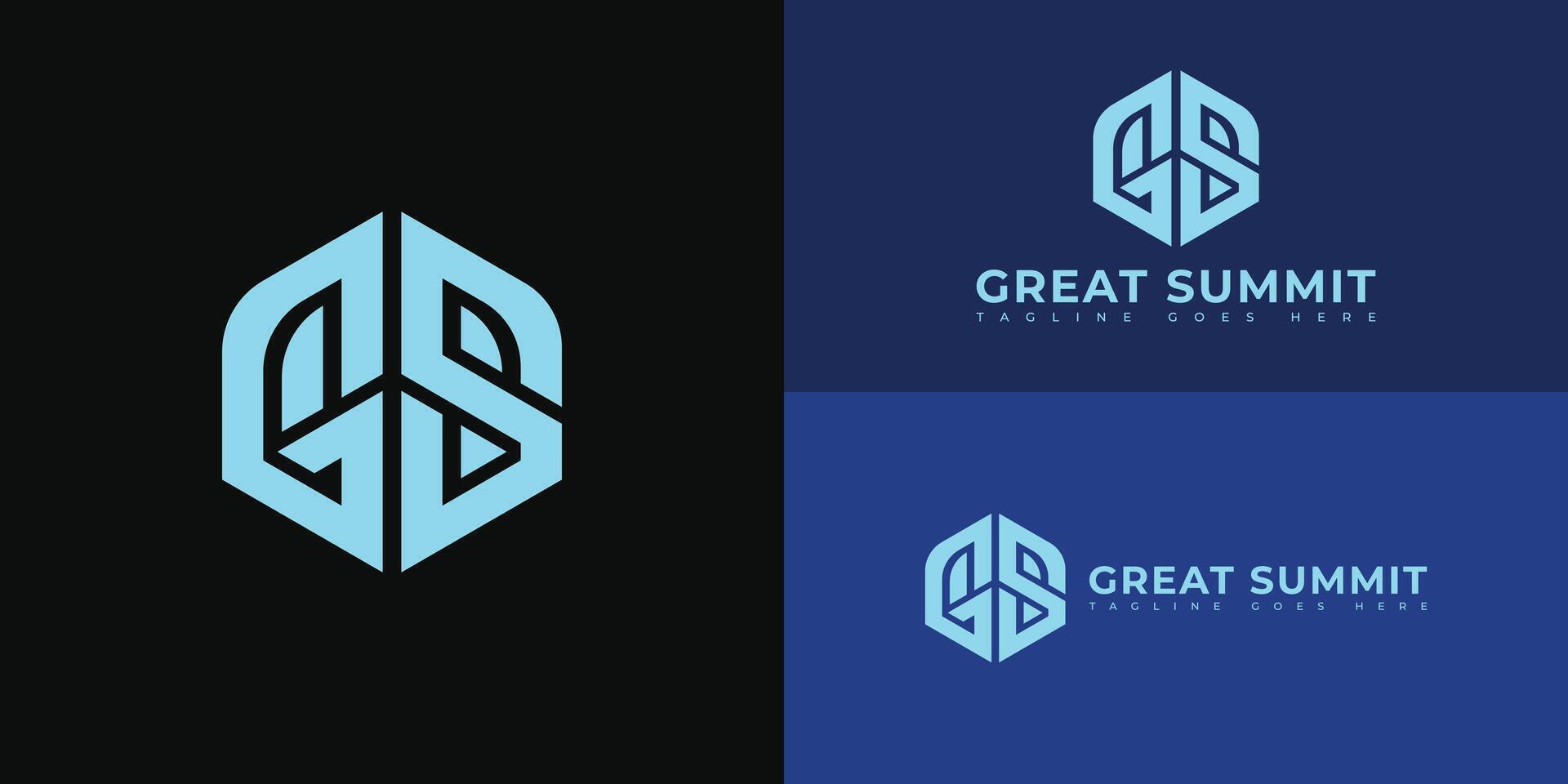 Abstract initial hex letter GS or SG logo in blue color isolated on multiple blue background colors. The logo is suitable for marketing conference business logo icons to design inspiration templates. vector