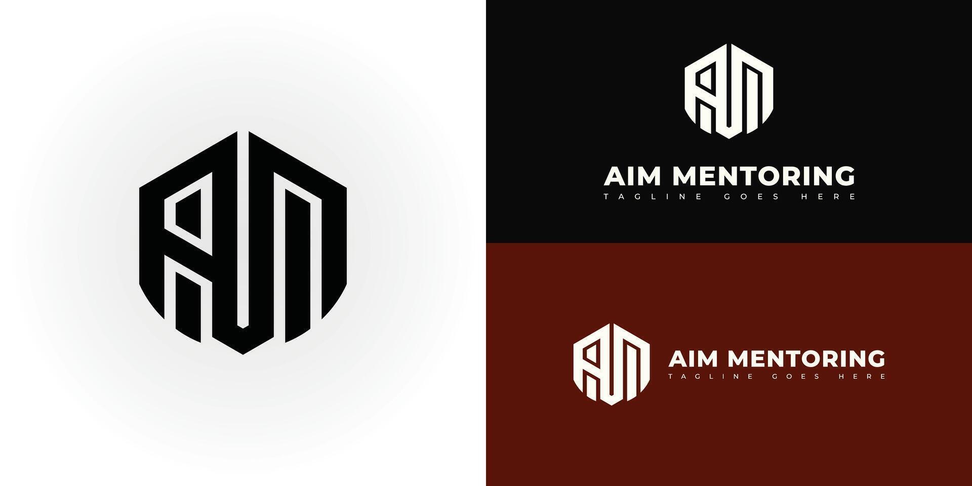 Abstract initial letter AM or MA logo in black color isolated on multiple background colors. The logo is suitable for marketing coaching business company logo icons to design inspiration templates. vector