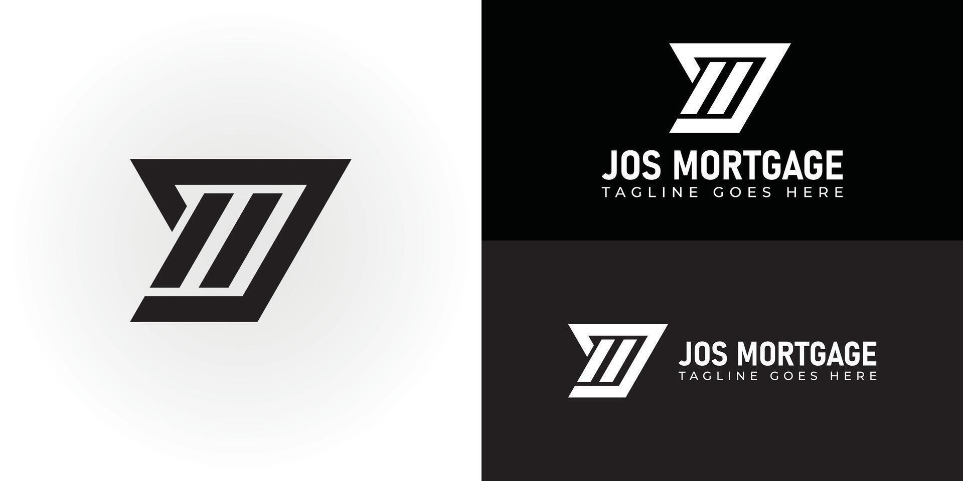 Abstract initial letter JM or MJ logo in black color isolated on multiple background colors. The logo is suitable for property and real estate management company logo icon design inspiration template vector