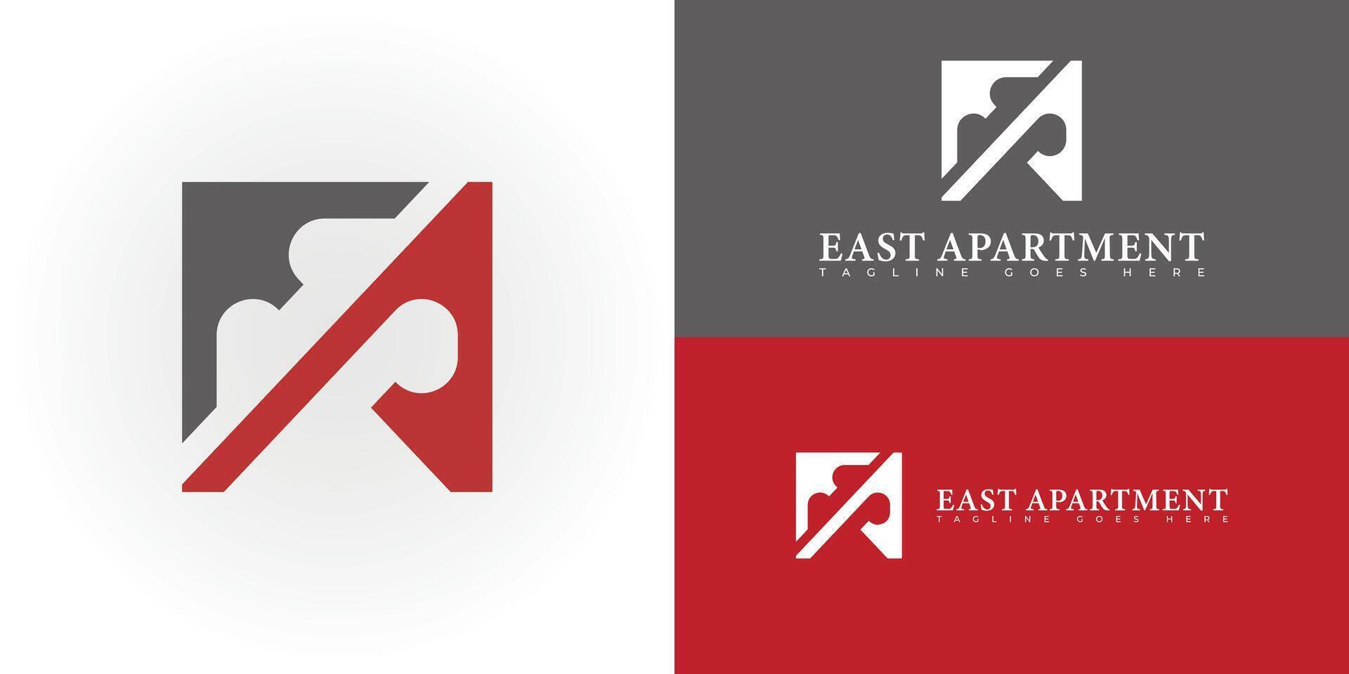 resumen inicial letra ea o ae logo en un rectángulo forma y rojo-gris color aislado en múltiple antecedentes colores. el logo es adecuado para real inmuebles y Departamento negocio logo diseño modelo vector