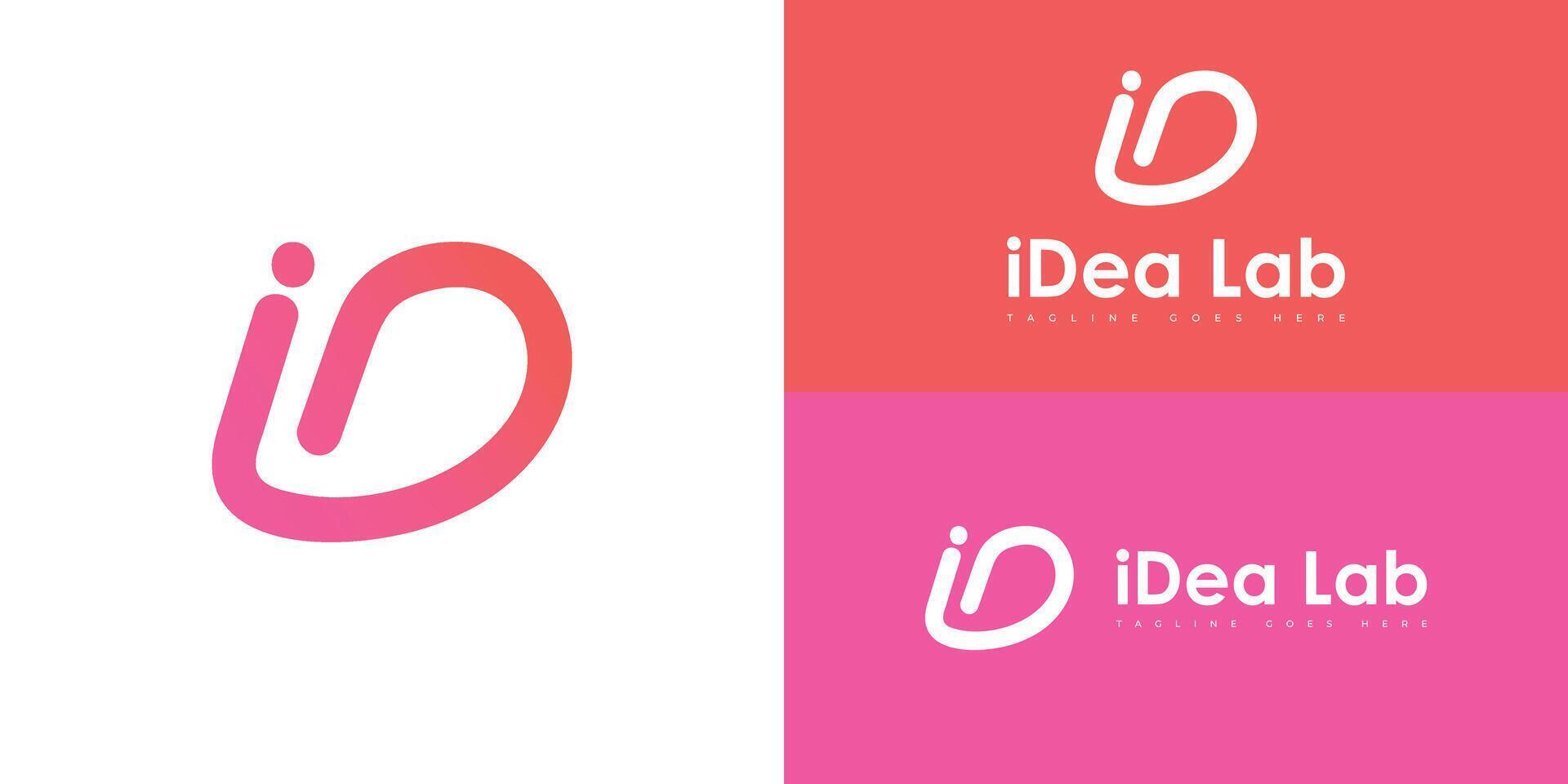 resumen inicial letra carné de identidad o di logo en degradado rosado color aislado en múltiple antecedentes colores. el logo es adecuado para médico laboratorio negocio empresa icono logo diseño inspiración modelo vector