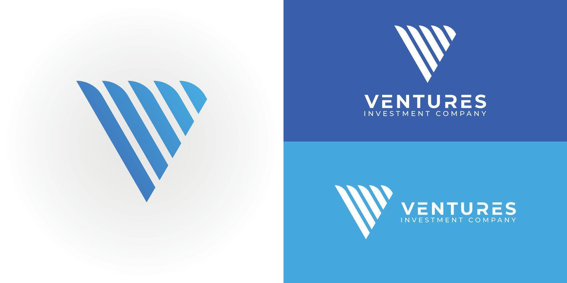 Abstract initial triangle letter V or VV logo in blue color isolated on multiple background colors. The logo is suitable for business and consulting investment company logo icon design inspiration vector