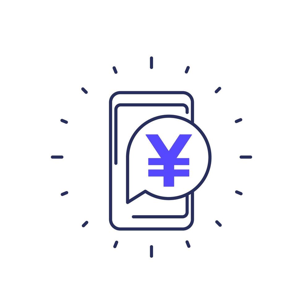 móvil pago icono con yuan vector