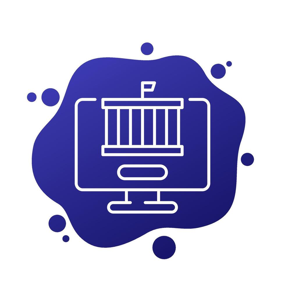 Electronic government and digital transformation line vector icon