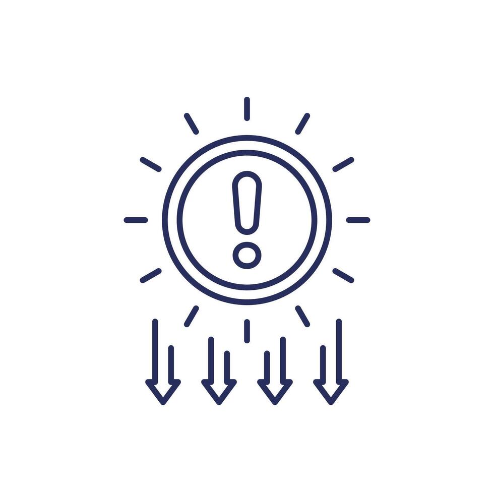 UV radiation and solar ultraviolet line icon vector