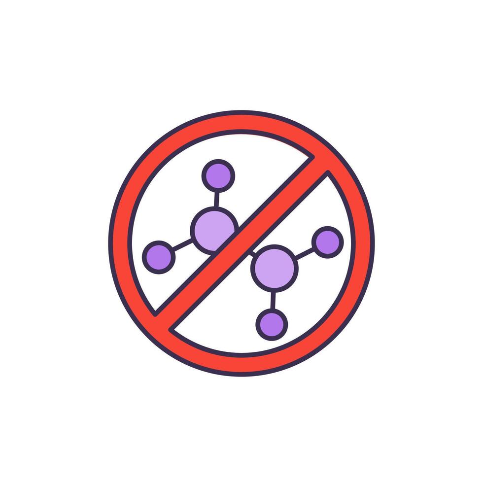 Chemical free icon with a molecule, vector