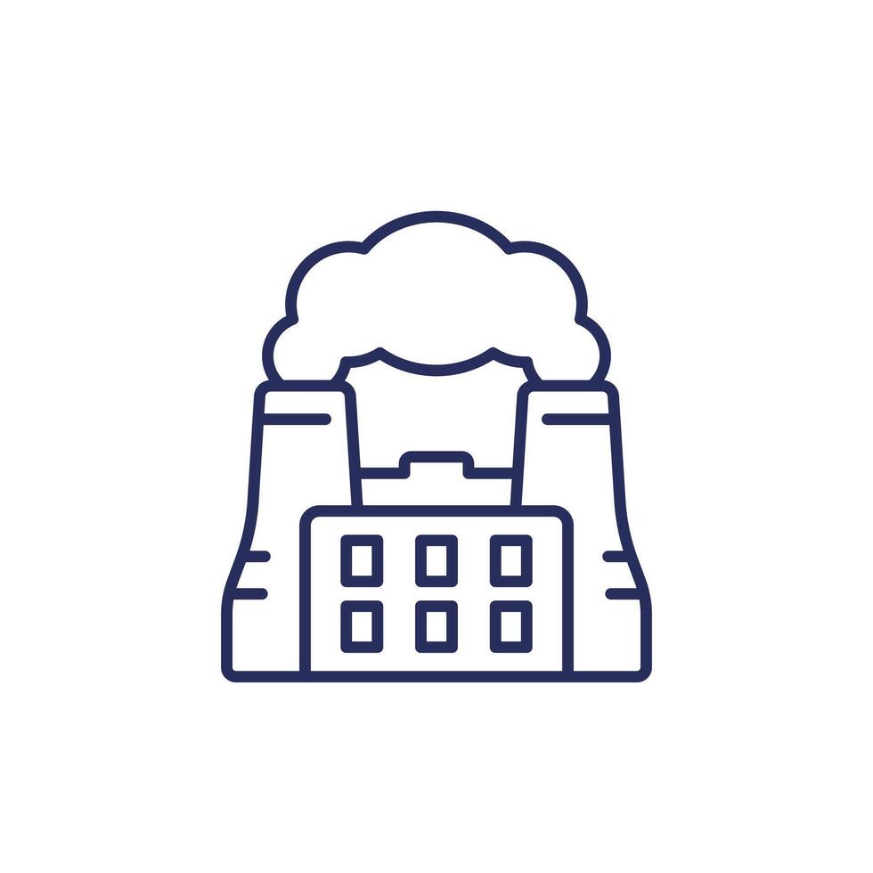 carbon emissions of factory, industrial pollution line icon vector