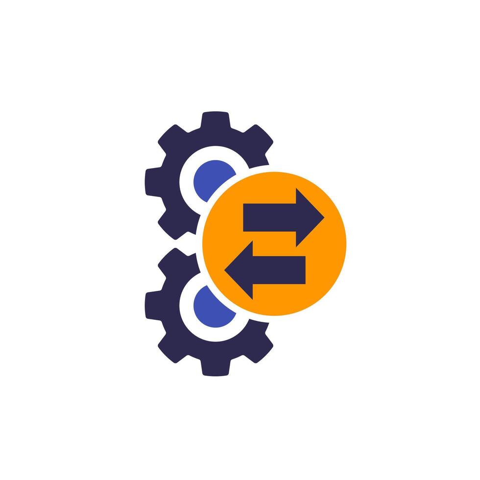 operation or process icon with gears, vector