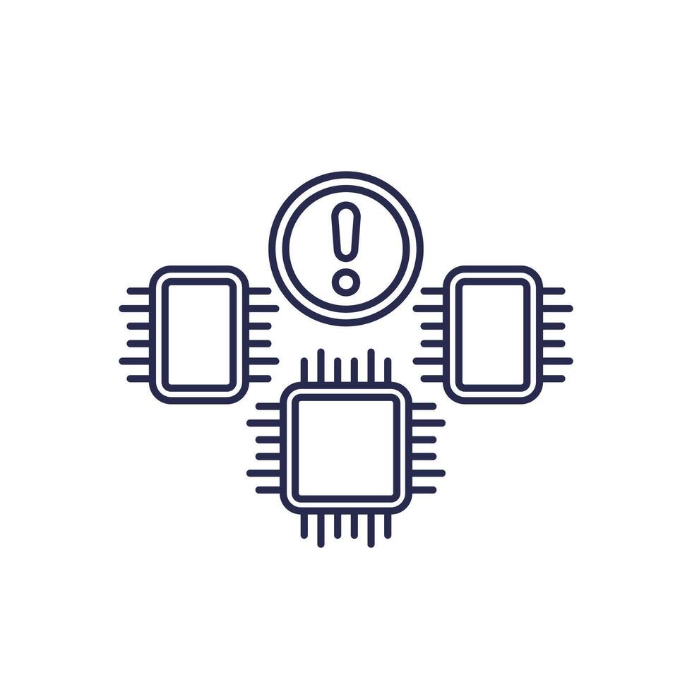 microchip supply shortage line icon with chips vector