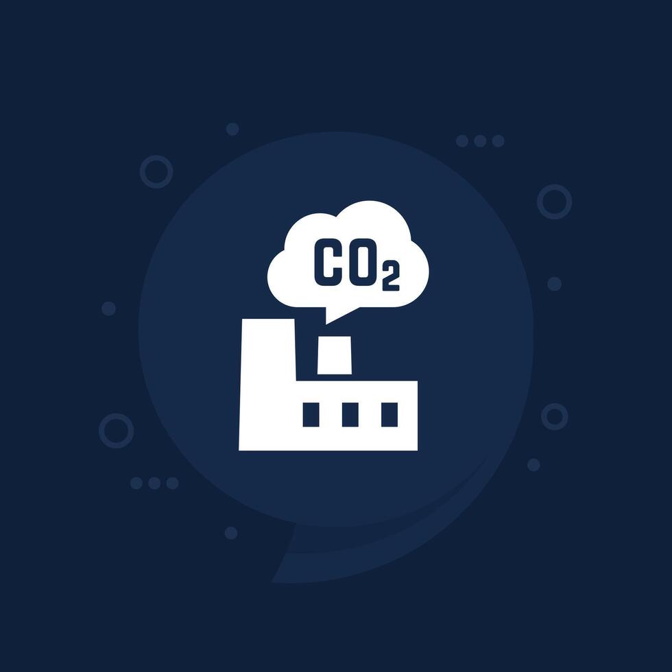 carbon emissions of factory, plant icon vector