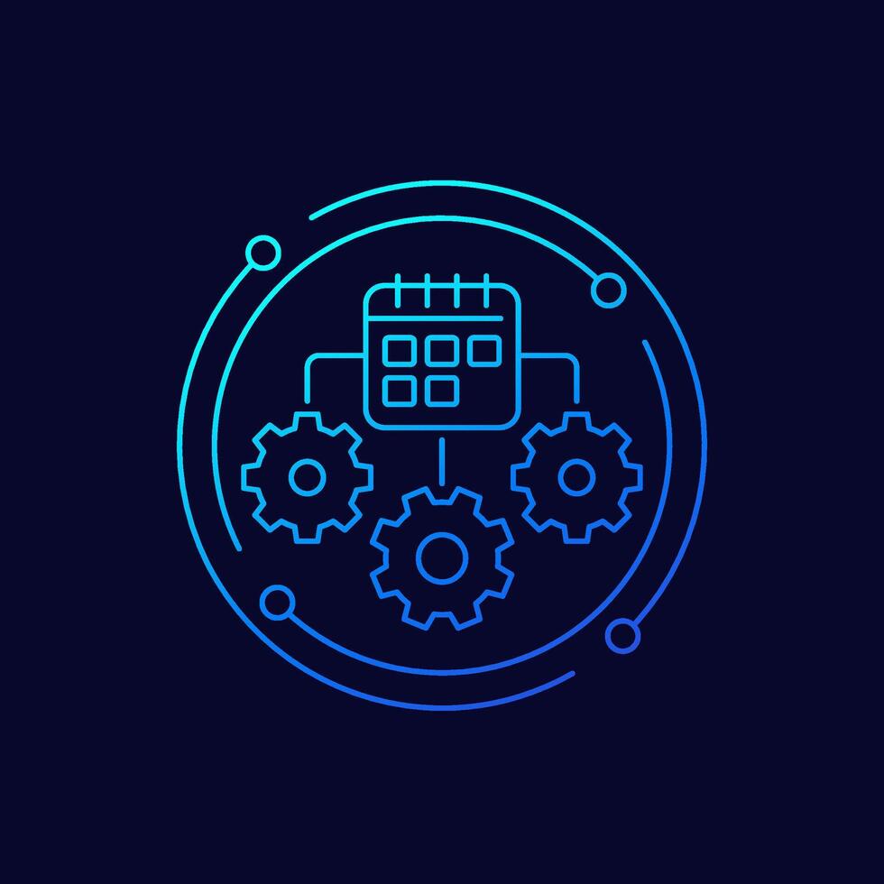 maintenance schedule icon with a calendar, linear design vector