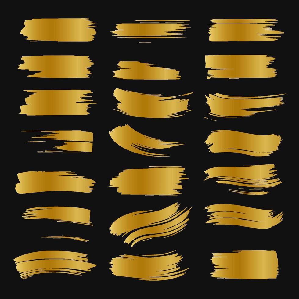 Collection of golden paint strokes to make a background for your design, golden hot foil, gold leaf vector