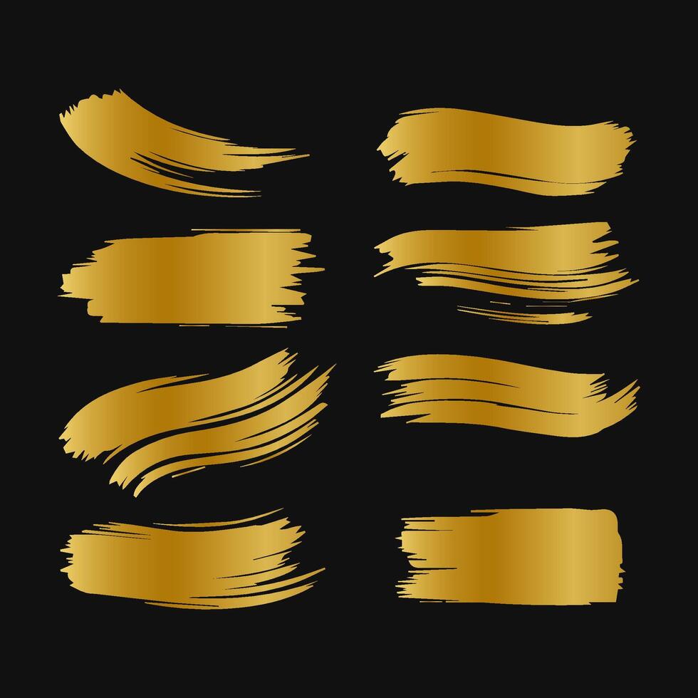 Collection of golden paint strokes to make a background for your design, golden hot foil, gold leaf vector