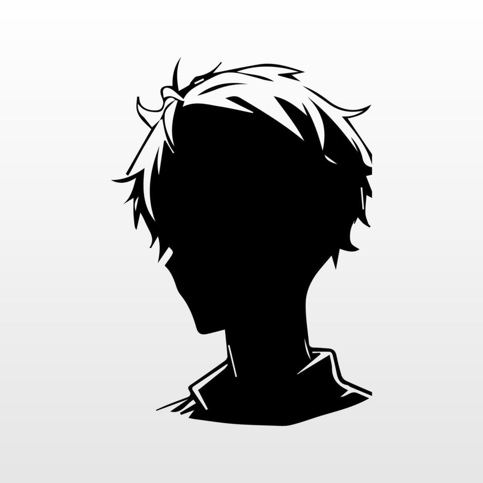 joven hombre anime estilo personaje vector ilustración diseño. manga anime chico negro pelo caras dibujos animados . cara joven hombre anime estilo personaje vector ilustración diseño. chico anime masculino manga dibujos animados