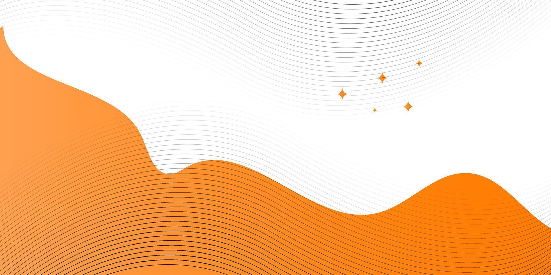 Orange and white background of abstract warm curves vector