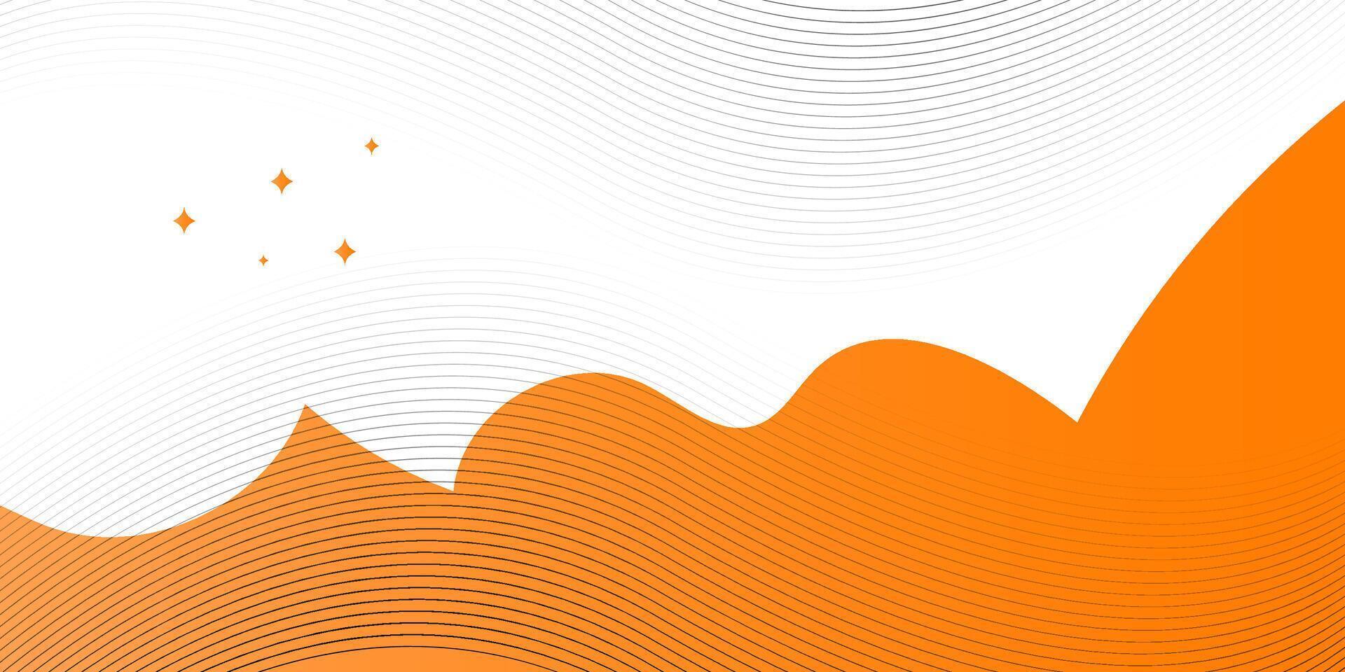 Orange and white background of abstract warm curves vector