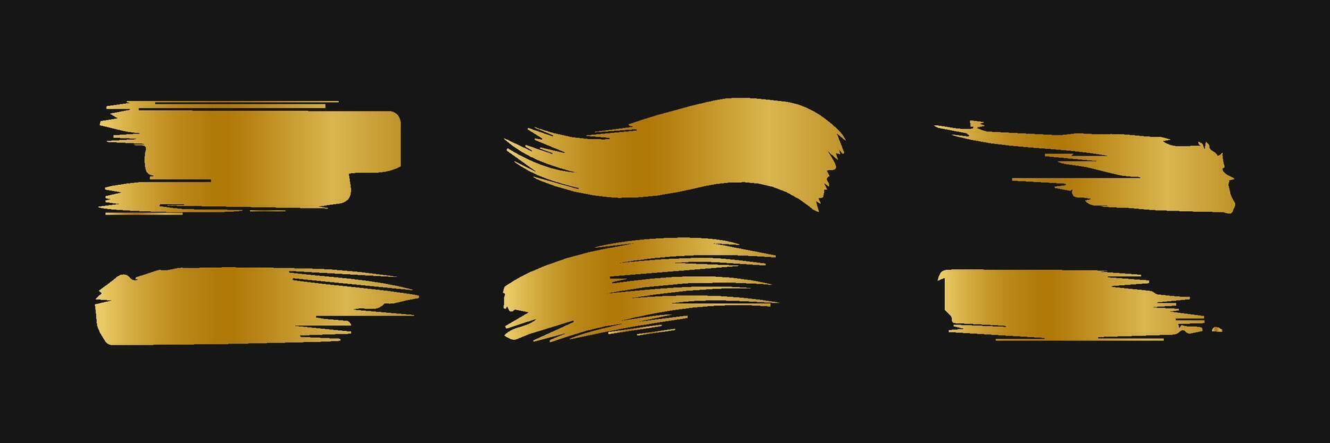Collection of golden paint strokes to make a background for your design, golden hot foil, gold leaf vector