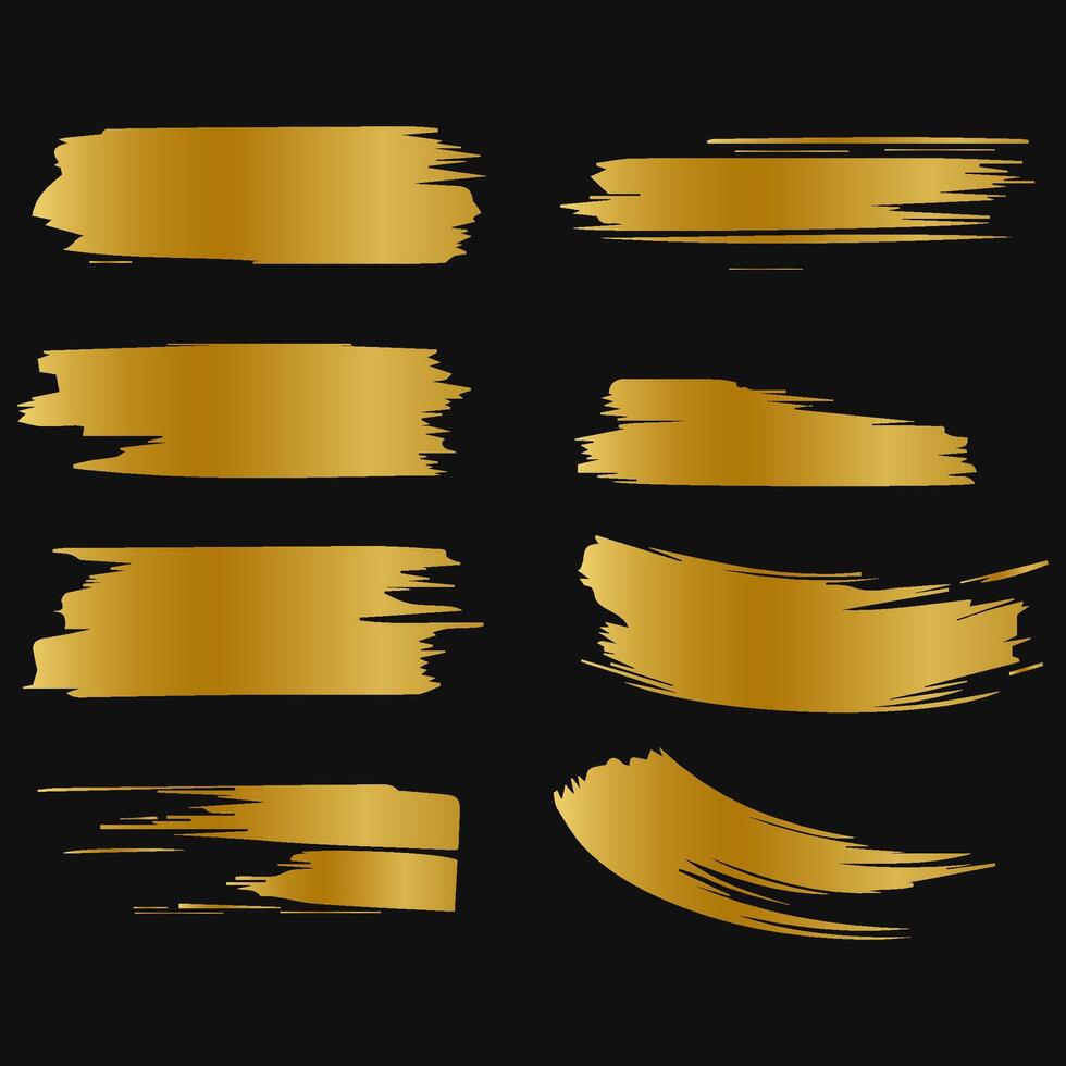 Collection of golden paint strokes to make a background for your design, golden hot foil, gold leaf vector