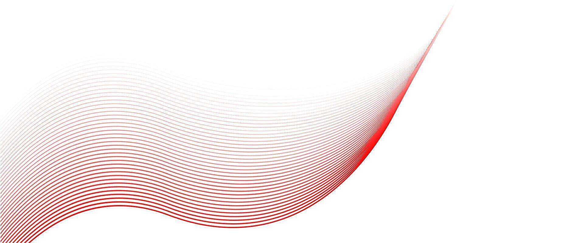 Abstract red lines. Vector white background. Red wave