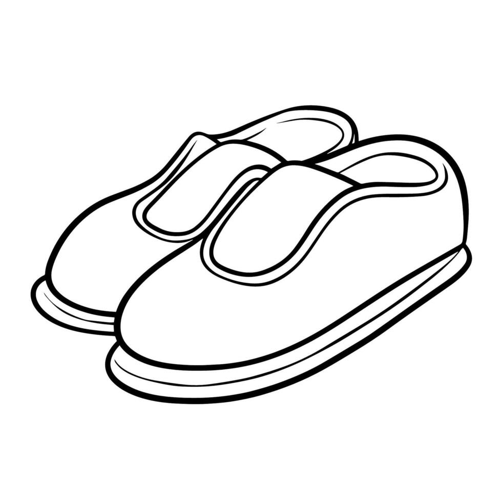 Comfortable slipper outline icon in vector format for footwear designs.
