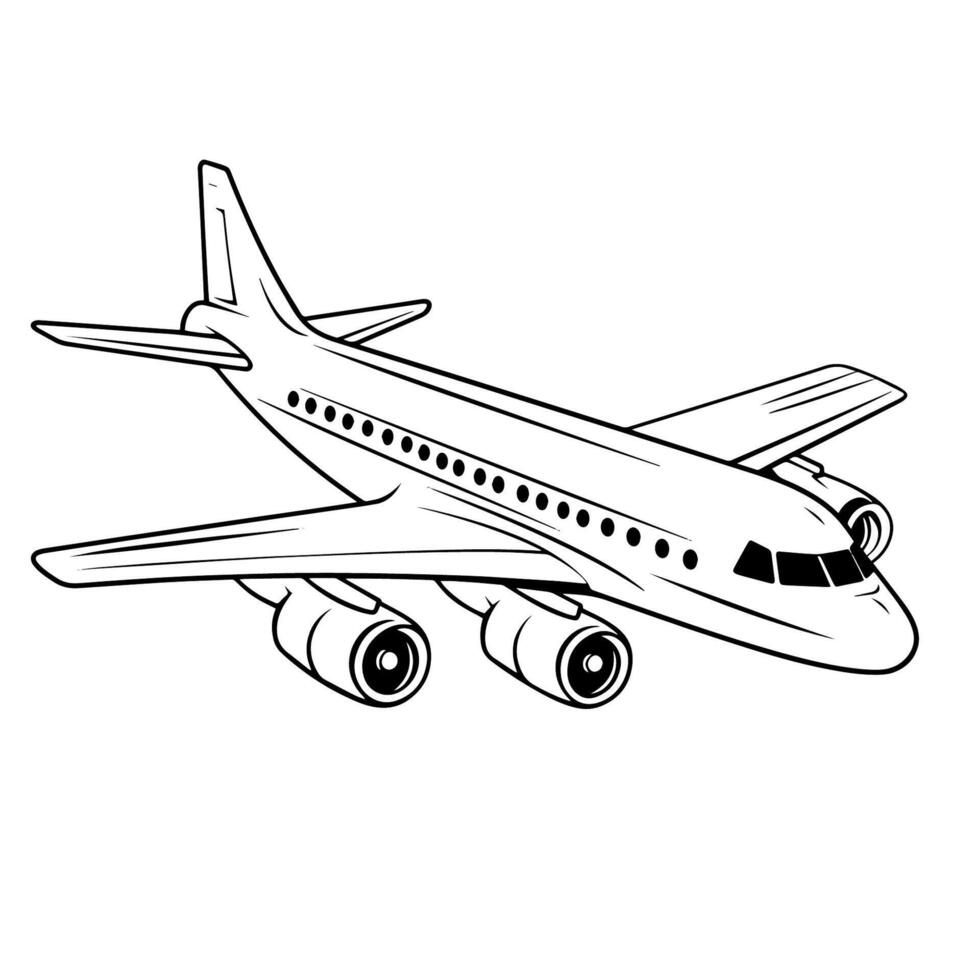 Sleek airplane outline icon in vector format for travel designs.