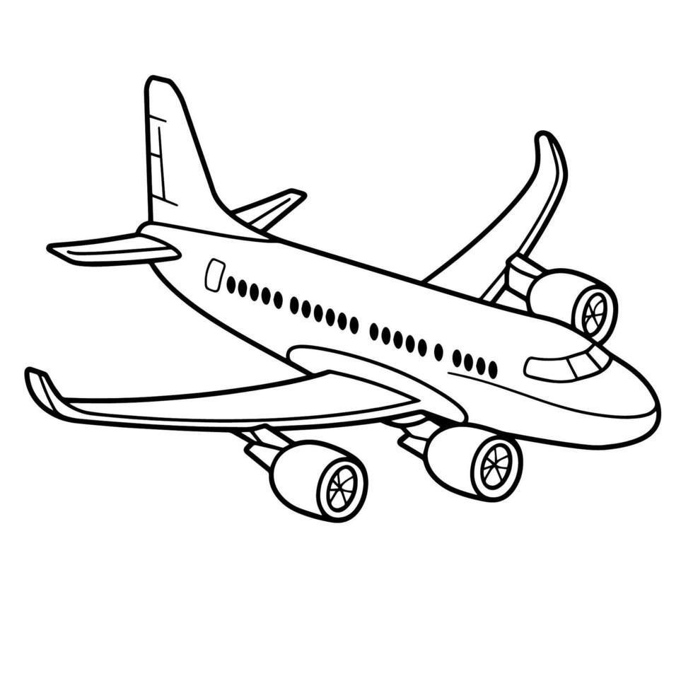 Sleek airplane outline icon in vector format for travel designs.