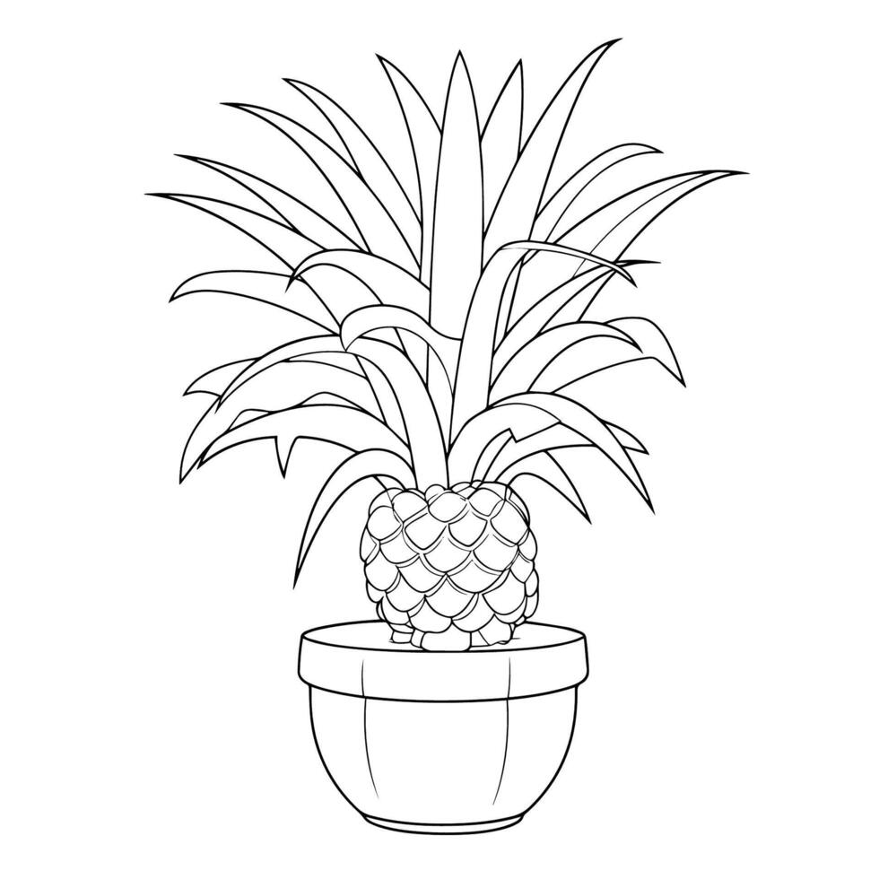 Juicy pineapple outline icon in vector format for tropical designs.