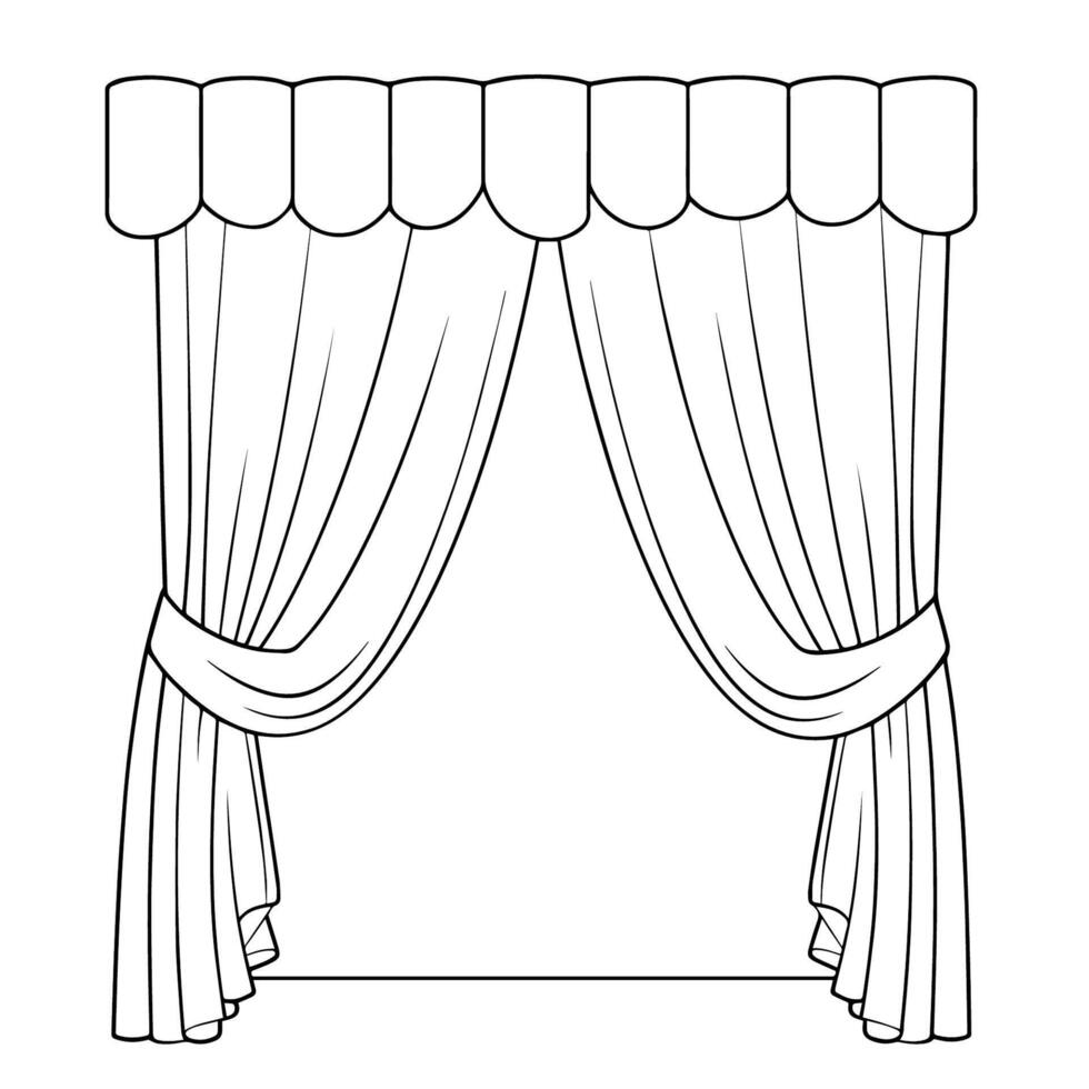 Minimalist vector outline of a curtain icon for versatile use.