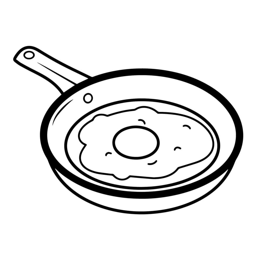 Appetizing pan-fried egg outline icon in vector format for breakfast designs.