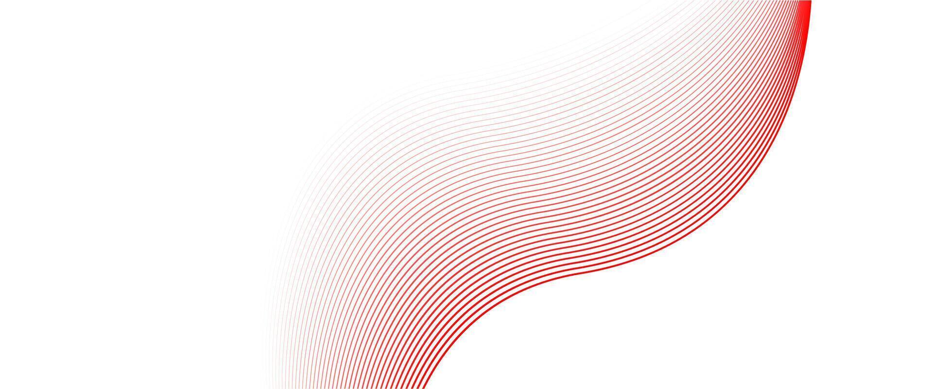 Abstract red lines. Vector white background. Red wave