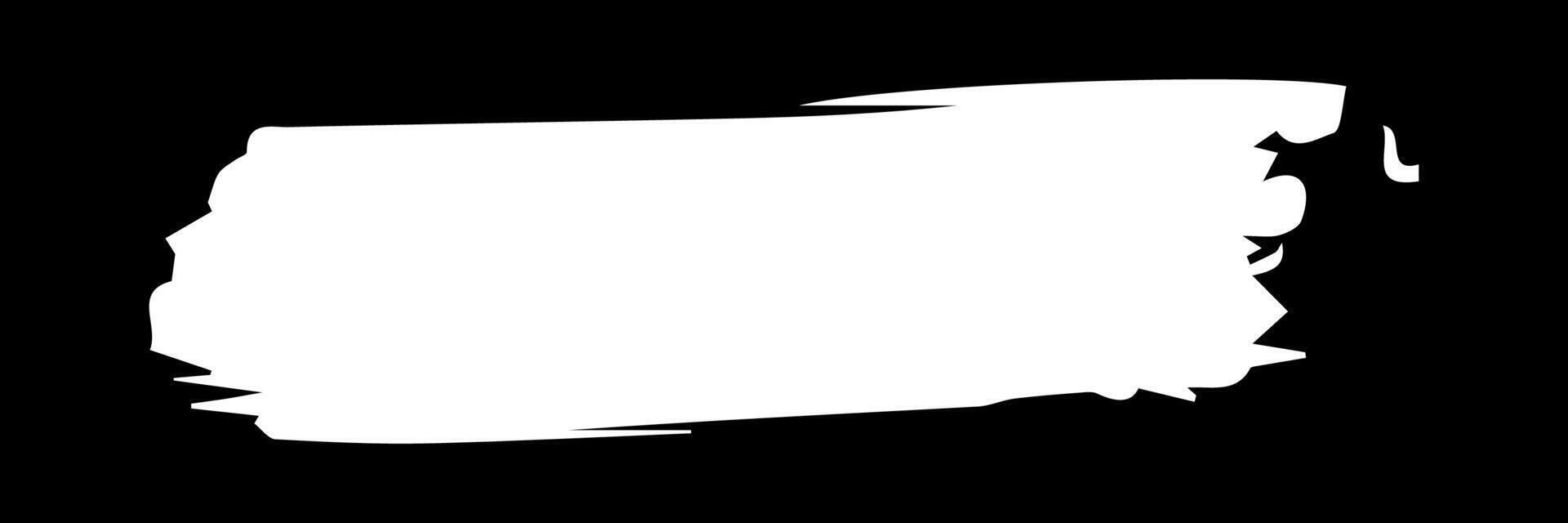 White paint ink brush strokes, brushes, lines, grungy. Dirty artistic design elements, boxes, frames. Vector illustration. Isolated on black background. Freehand drawing.