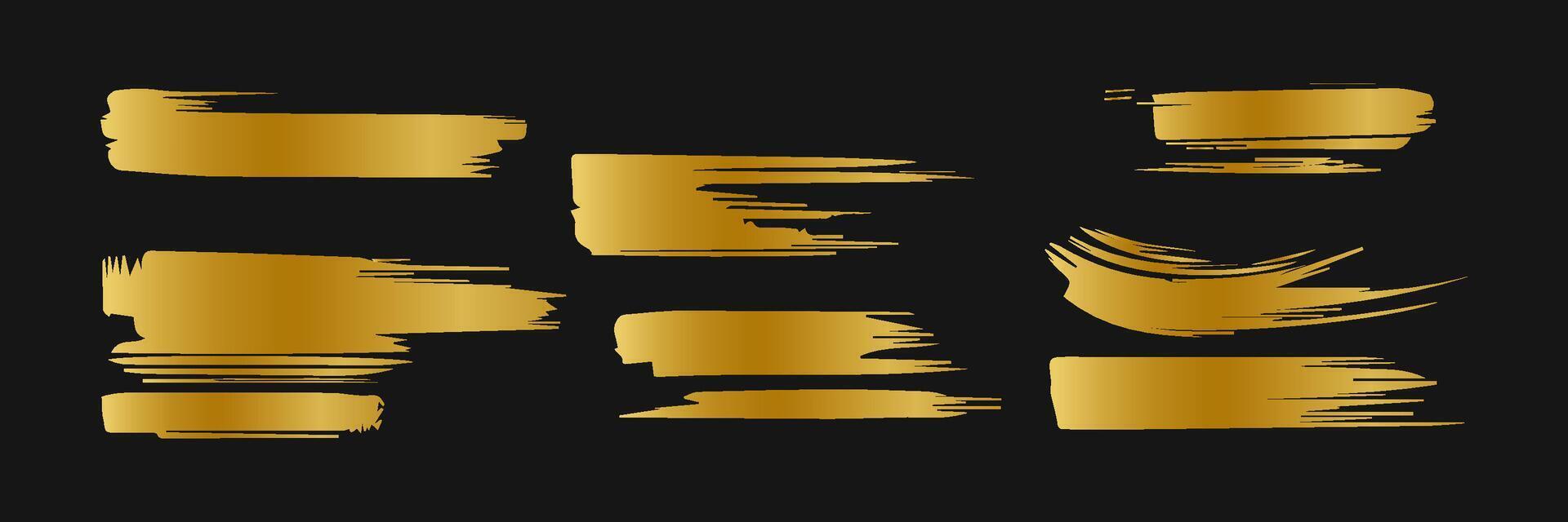 Collection of golden paint strokes to make a background for your design, golden hot foil, gold leaf vector