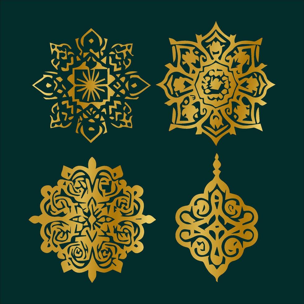 Arábica elementos para Ramadán saludos, iftar fiesta invitación. iftar, eid al-fitr decoración. musulmán banquete de Ramadán mes. vector
