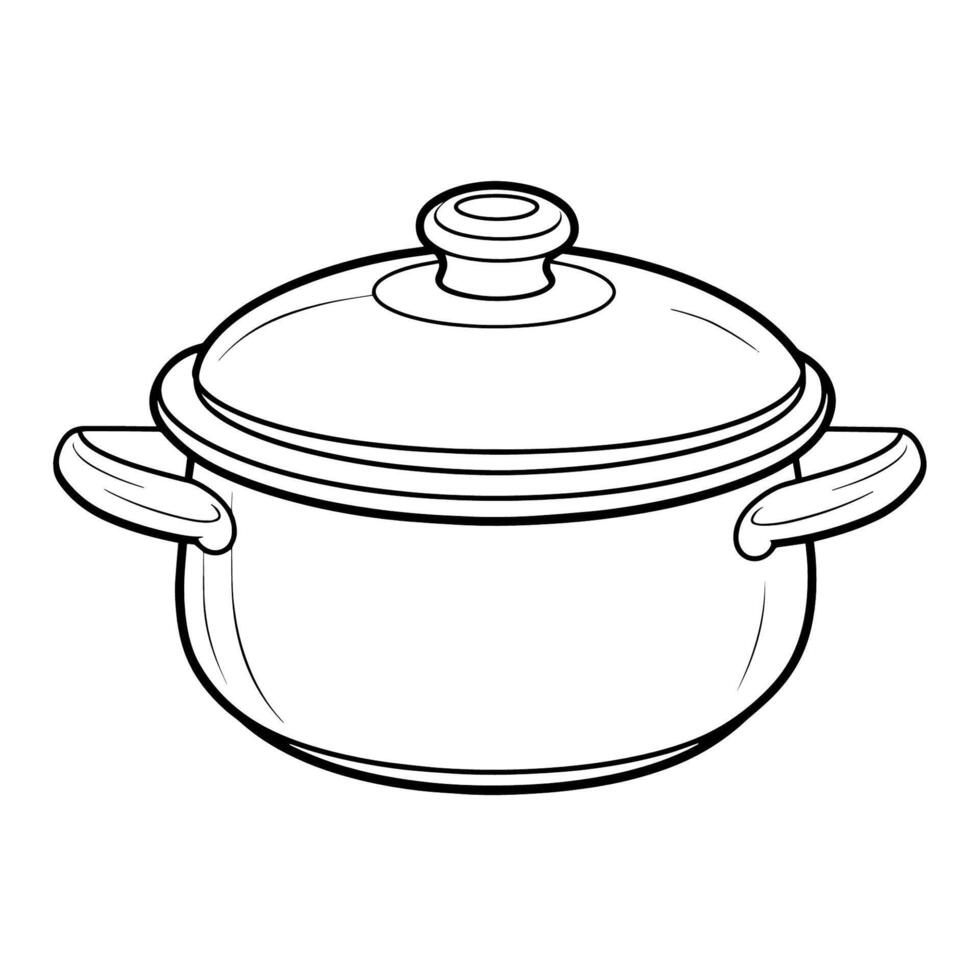 Traditional curry pot outline icon in vector format for culinary designs.