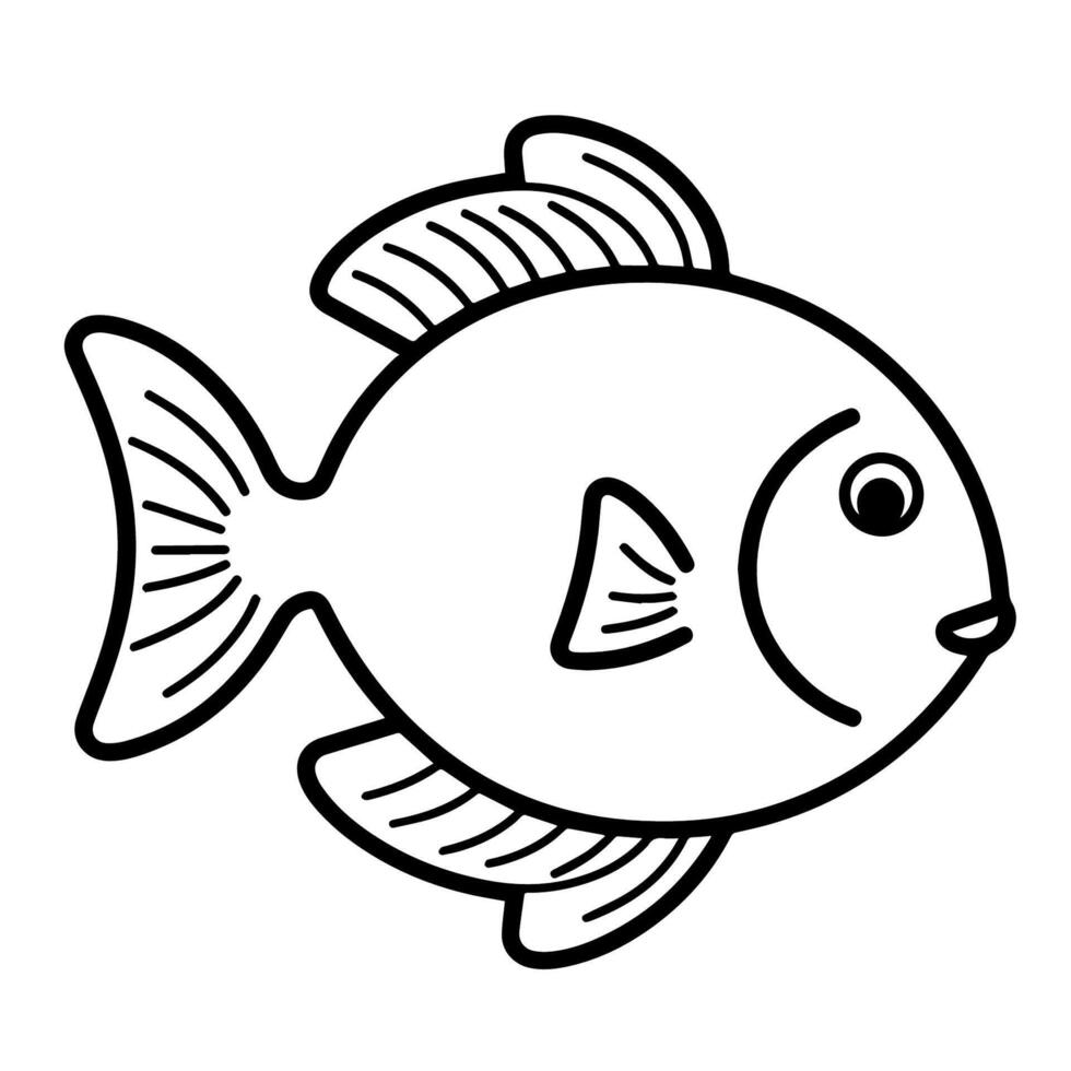 Sleek fish outline icon in vector format for aquatic designs.