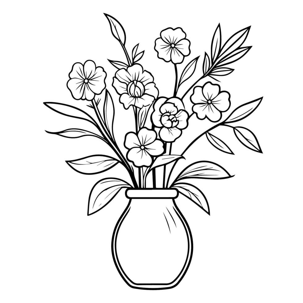 Delicate vector outline of a botanical floral icon for versatile use.