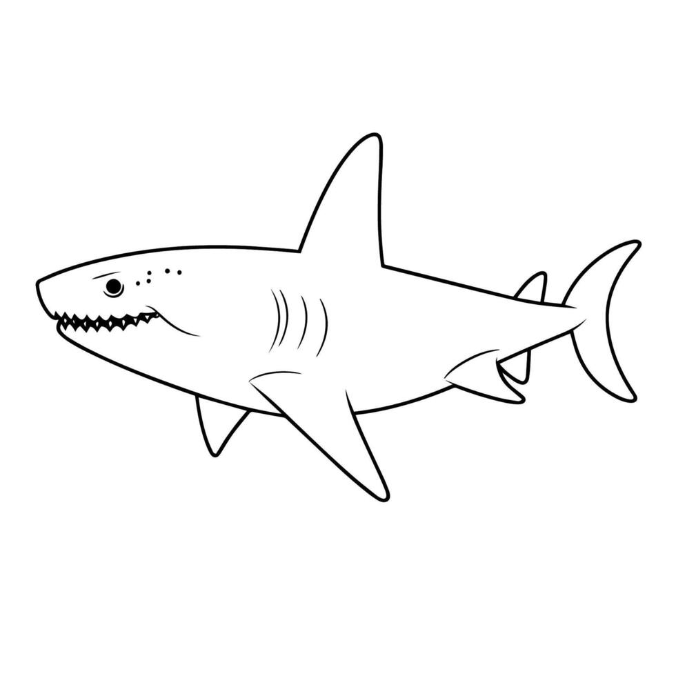 Fierce shark outline icon in vector format for marine designs.